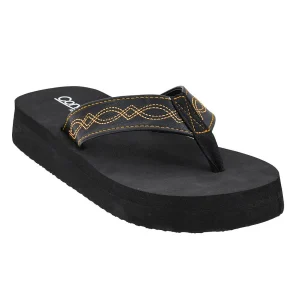Corkys Footwear Women's Black Overboard Stitched Sandal