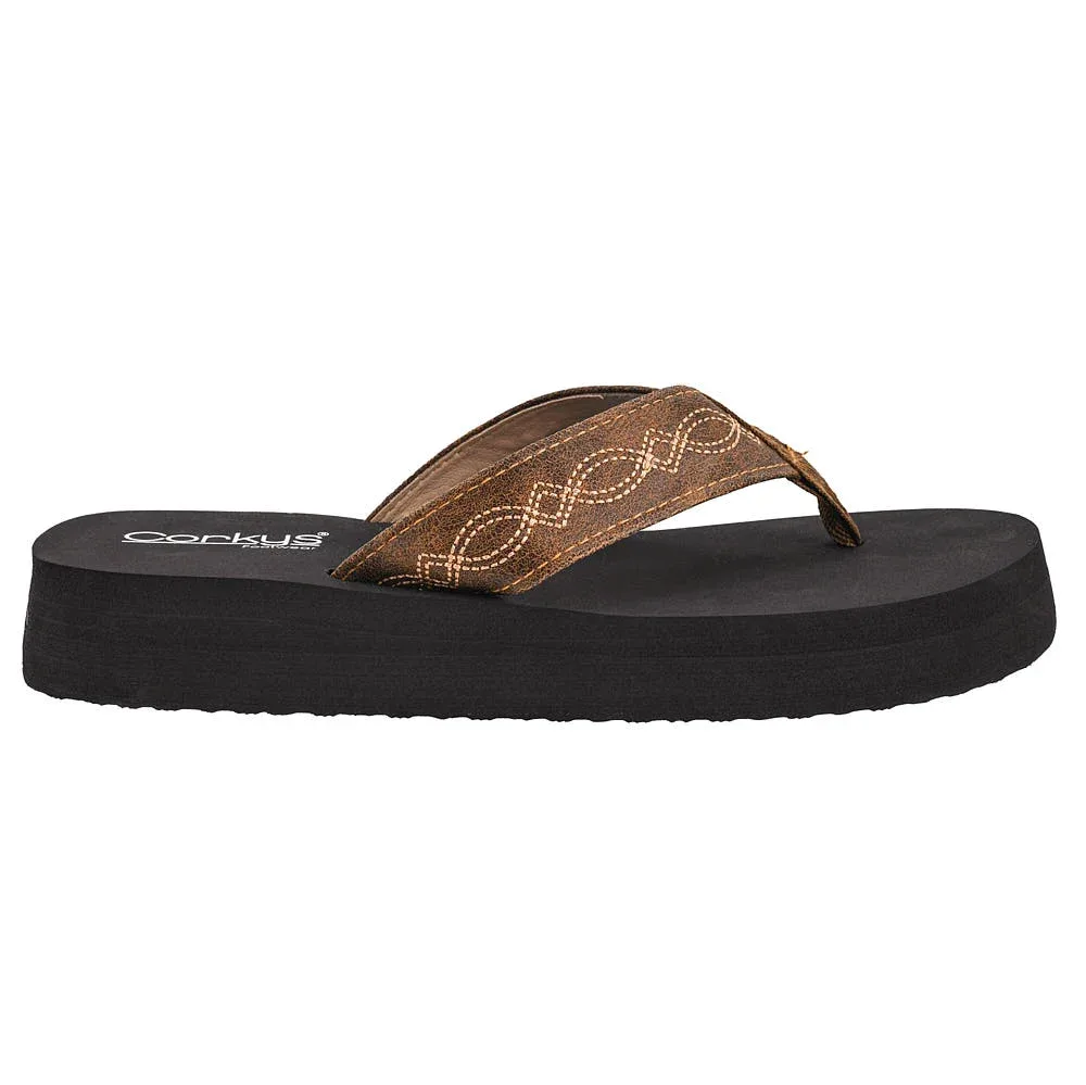 Corkys Footwear Women's Brown Overboard Saddle Stitched Sandal - Image 2