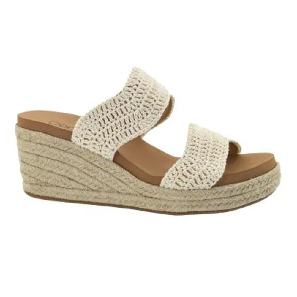 Corkys Footwear Womens Clueless Ivory Crotched Wedge Sandals