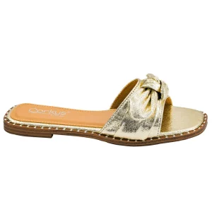 Corkys Footwear Women's Gold Crinkle Metallic Clam Bake Sandal