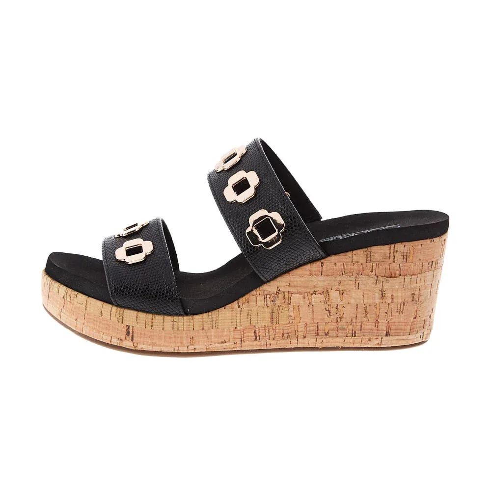 Corkys Footwear Women`s Hi Tide Black Two Strap Wedge Sandal - Image 2