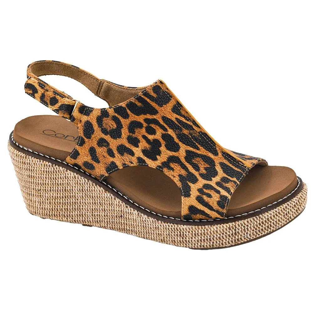 Corkys Footwear Women's Leopard Carly Wedge Sandal