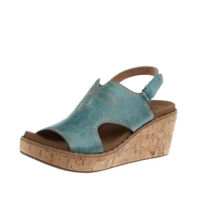 Corkys Footwear Women's Turquoise Darlin Wedge Sandal