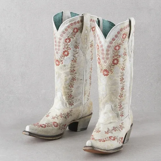Corral Ivory Floral Embroiderd Boots