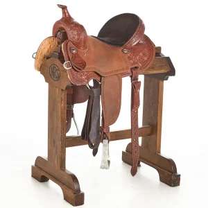 Corriente Used 14.5in Floral Tooling with Rope Border Barrel Saddle