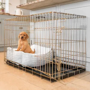 Cosy & Calming Puppy Crate Bed With Removable Covers in Light Grey Essentials Plush by Lords & Labradors