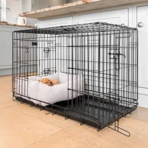 Cosy & Calming Puppy Crate Bed With Removable Covers in Mink Bouclé by Lords & Labradors