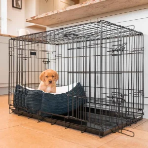 Cosy & Calming Puppy Crate Bed With Removable Covers in Navy Essentials Plush by Lords & Labradors