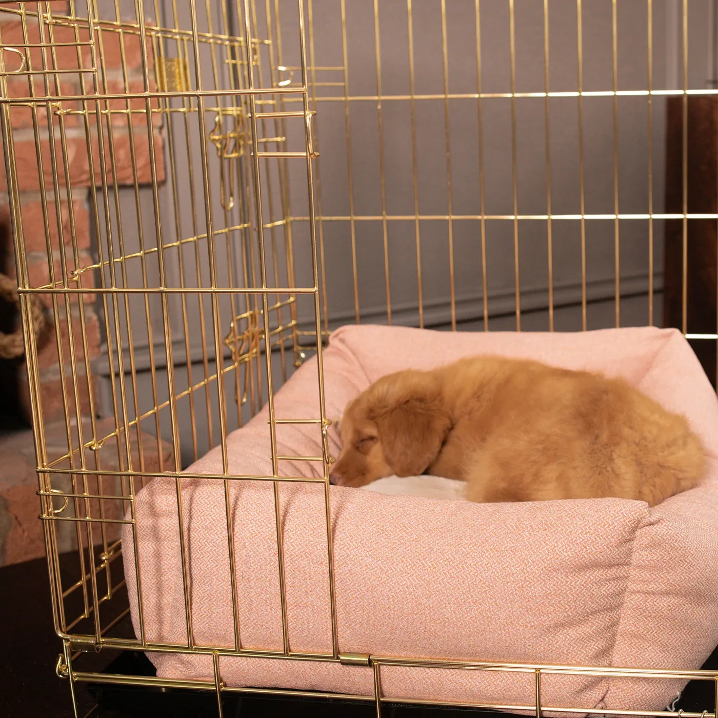 Cosy & Calming Puppy Crate Bed With Removable Covers In Peony Orkney Tweed by Lords & Labradors - Image 2