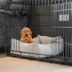 Cosy & Calming Puppy Crate Bed With Removable Covers in Regency Stripe by Lords & Labradors
