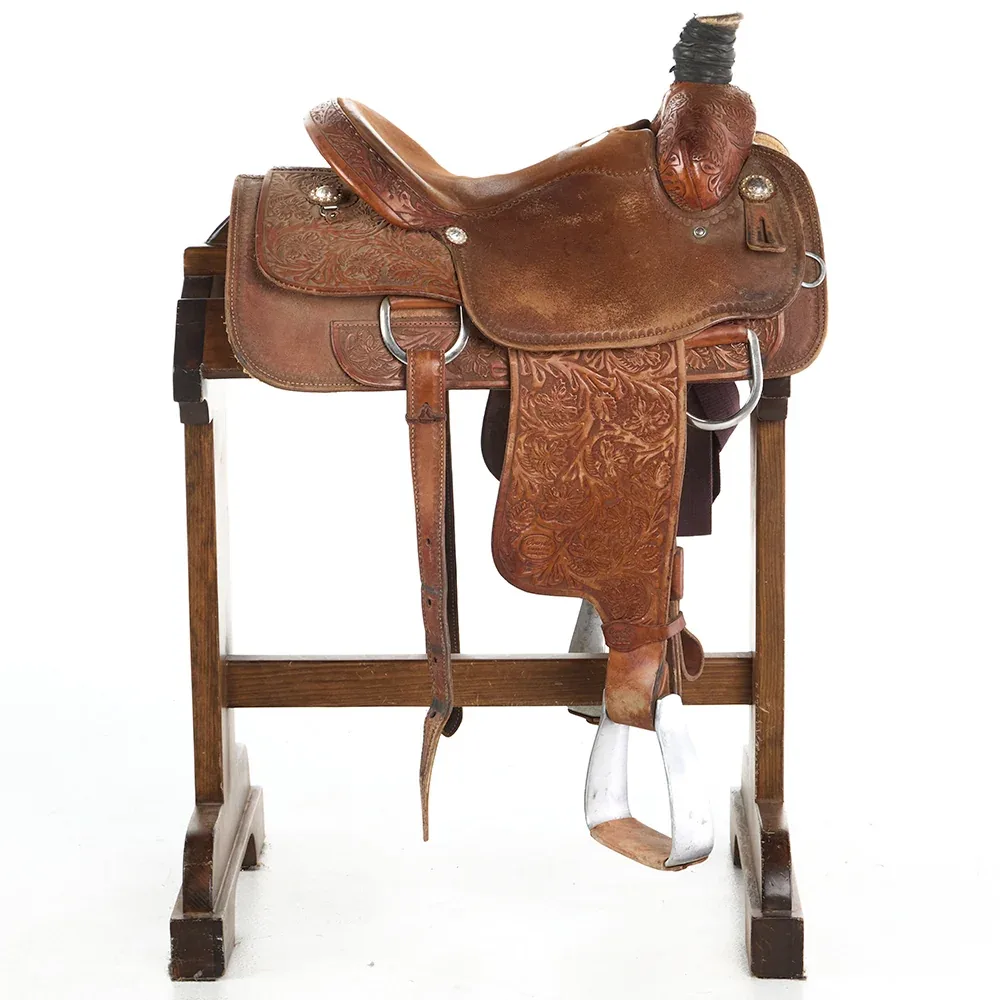 Courts Used 14.5in 1/4 Breed Floral Tooled Team Roper - Image 2