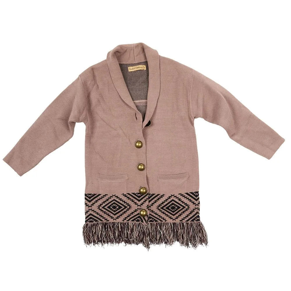 Cowkid Clothing Company Infant Girl's Tan Bronc with Fringe Cardigan