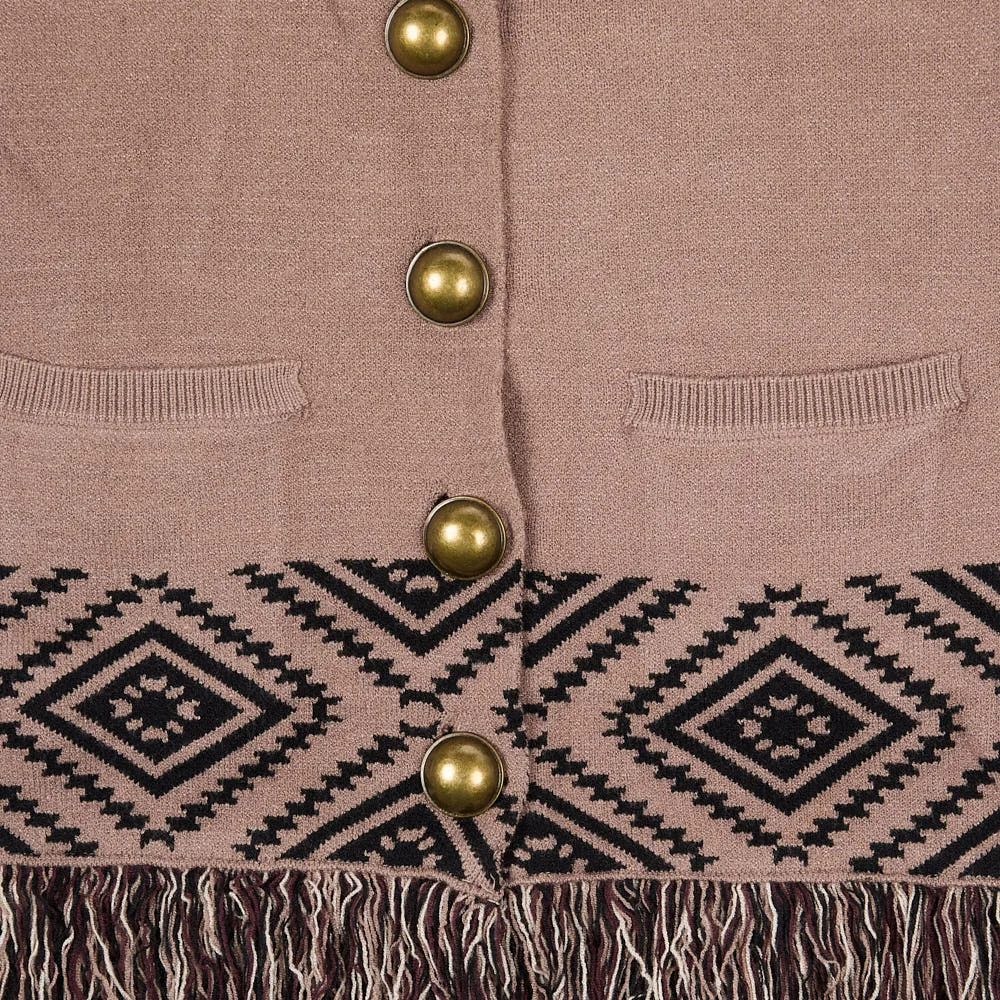 Cowkid Clothing Company Infant Girl's Tan Bronc with Fringe Cardigan - Image 2