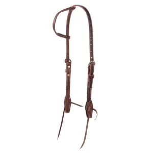Cowperson Tack Dark Leather Double Buckle Slide Ear Headstall