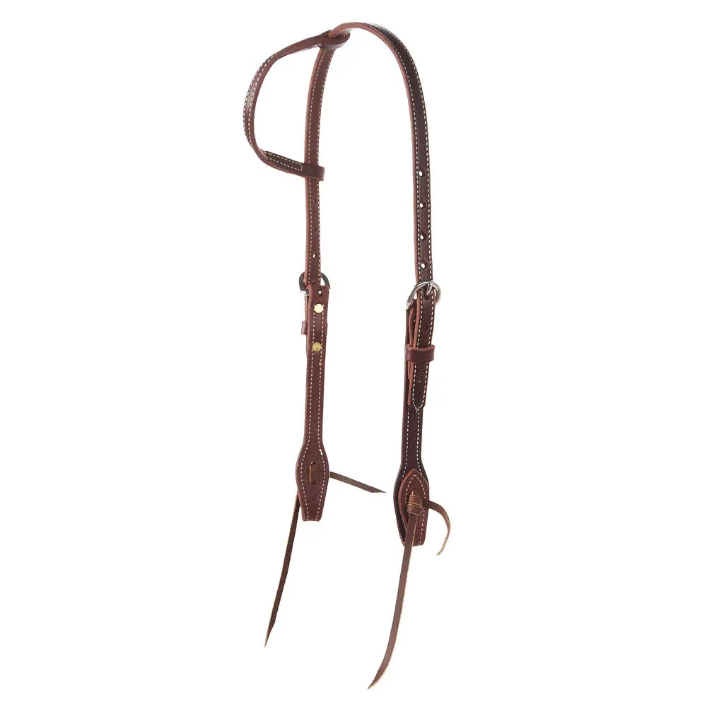 Cowperson Tack Dark Leather Double Buckle Slide Ear Headstall
