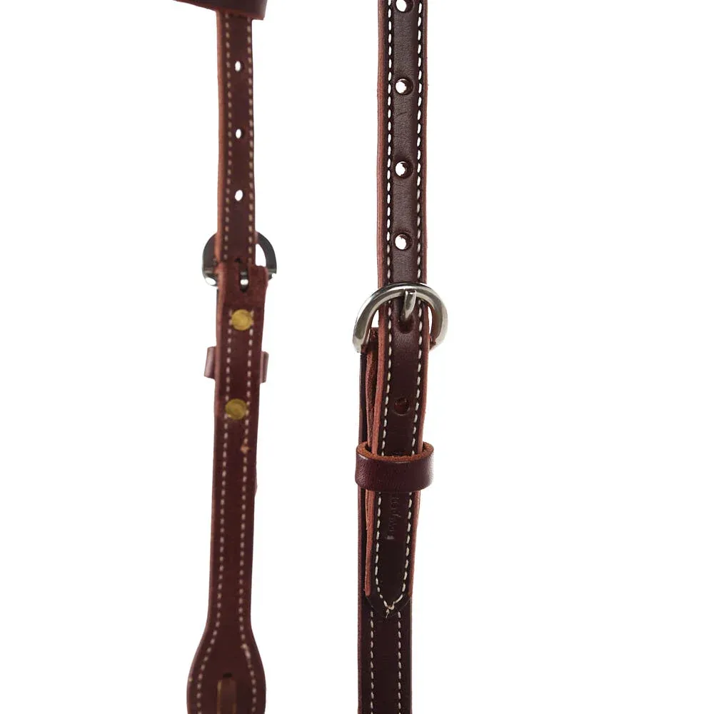 Cowperson Tack Dark Leather Double Buckle Slide Ear Headstall - Image 2