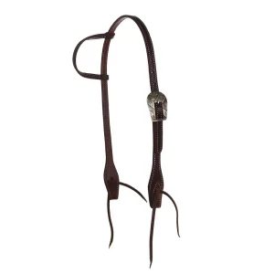 Cowperson Tack Dark Leather Single Ear Headstall with Floral Buckle