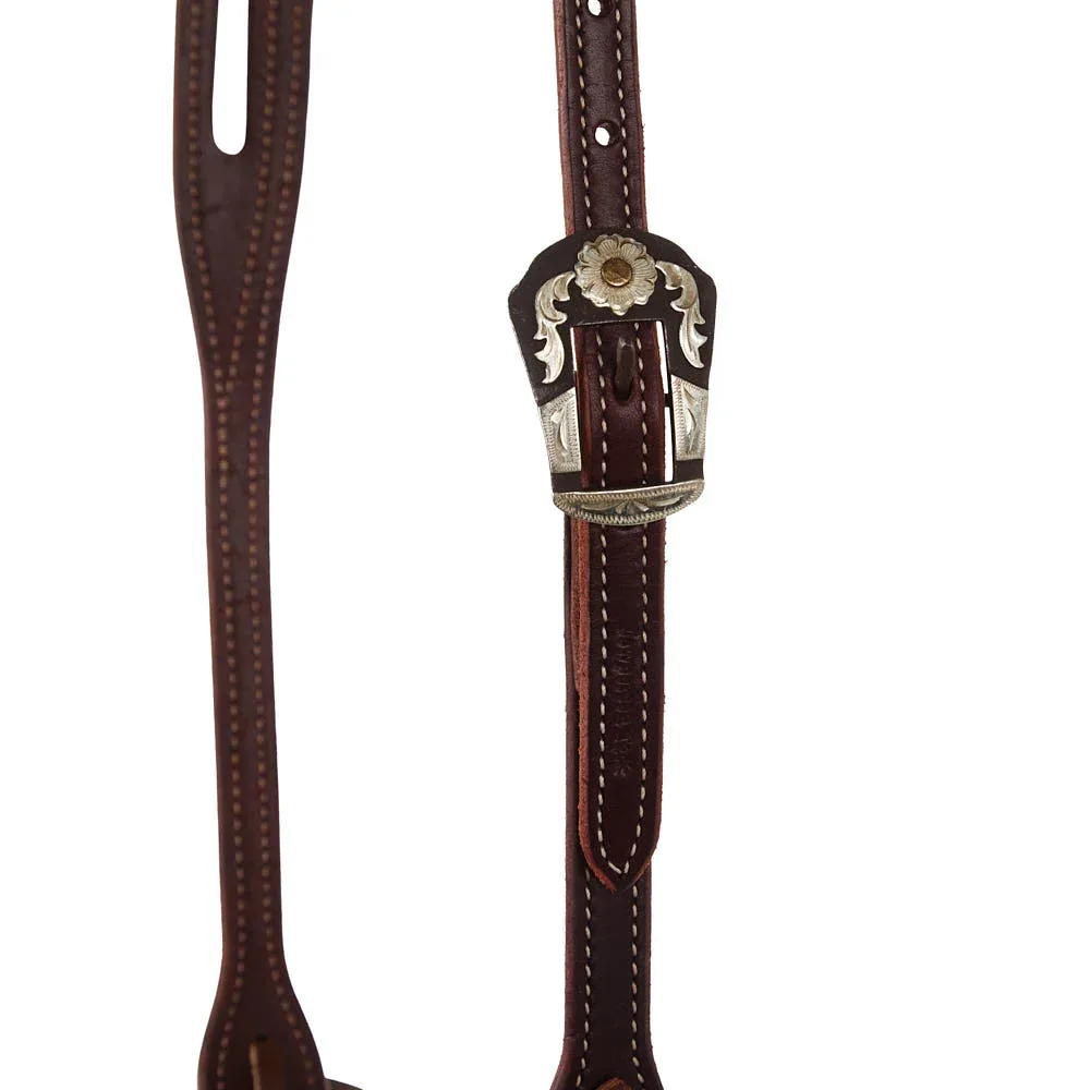 Cowperson Tack Dark Leather Slot Ear Headstall with CB16 Buckle - Image 2