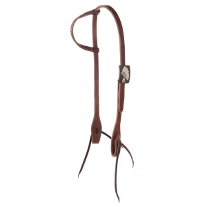 Cowperson Tack Harness Leather Single Ear Headstall with Indian Headress Buckle
