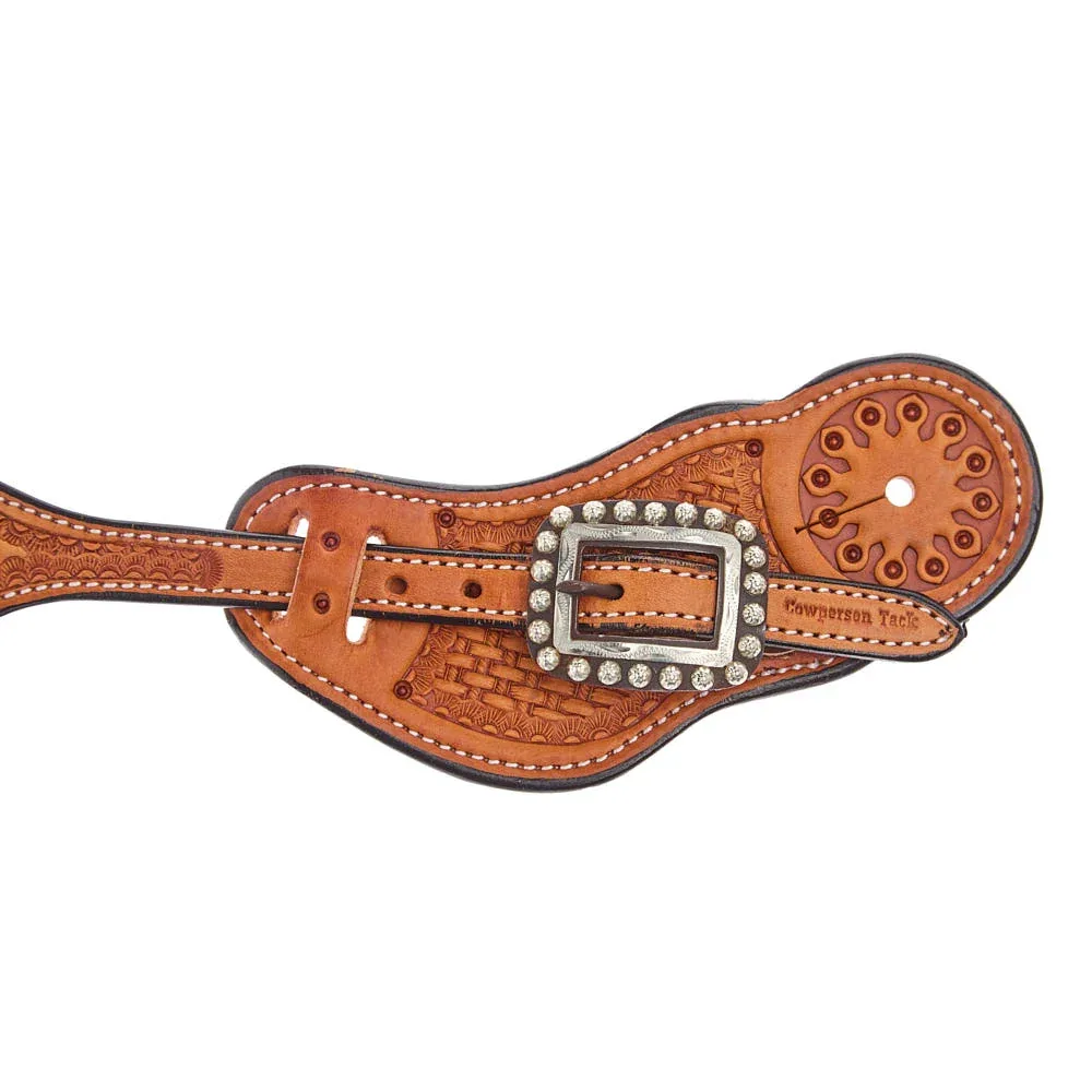 Cowperson Tack Ladies Natural Light Oil Antique Dot Cart Buckle Buckaroo Spur Straps - Image 2