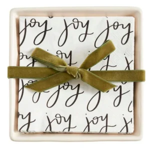 Creative Brands Ceramic Tray With Joy Napkin