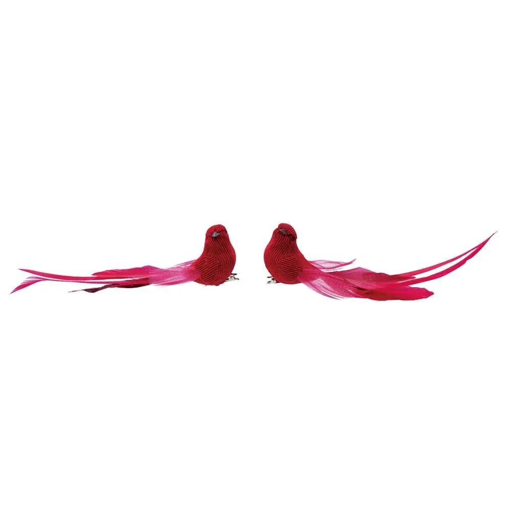 Creative Co-Op Assorted Foam/Feather/Corduroy Red Bird Ornament