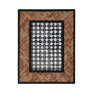 Creative Co-Op Bamboo Photo Frame with Herringbone Pattern