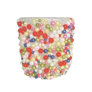 Creative Co-Op Beaded Glass Candle Holder