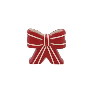 Creative Co-Op Ceramic Striped Bow Vase