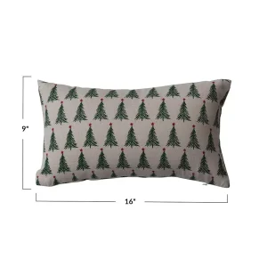 Creative Co-Op Christmas Tree Print Lumbar Pillow