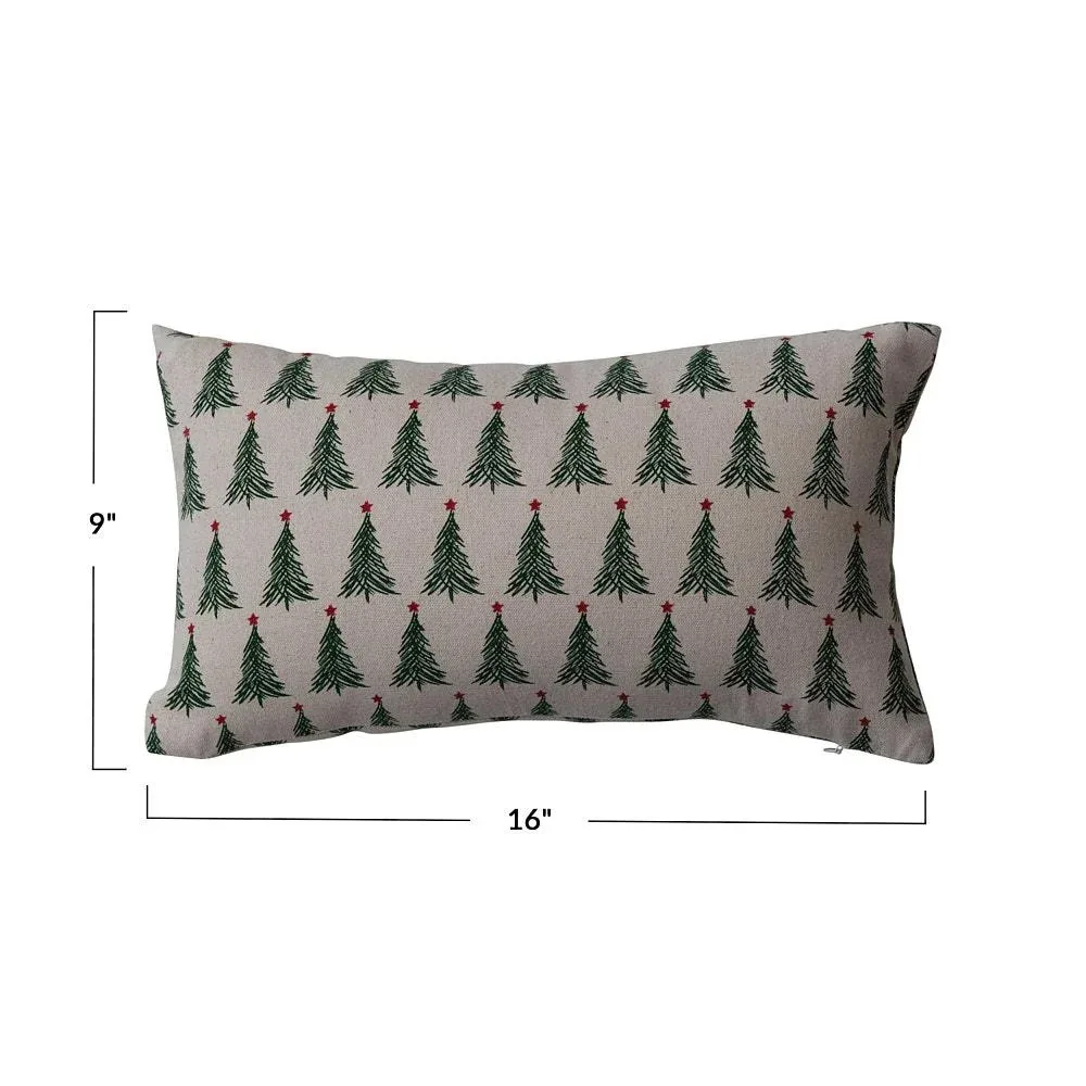 Creative Co-Op Christmas Tree Print Lumbar Pillow