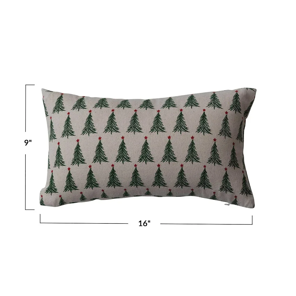 Creative Co-Op Christmas Tree Print Lumbar Pillow - Image 2