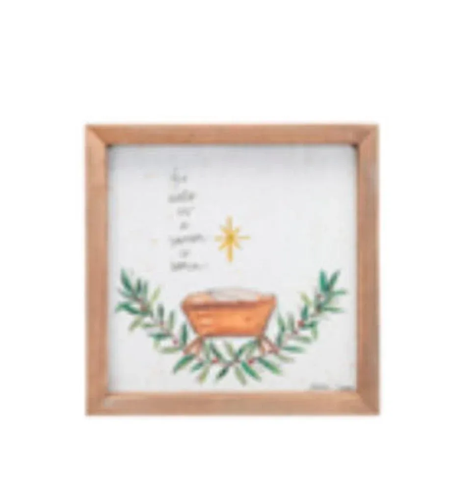 Creative Co-Op For Unto Us A Savior Is Born Framed Wall Decor