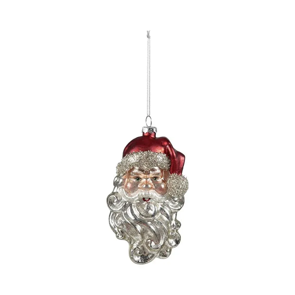 Creative Co-Op Glass Santa Head Ornament