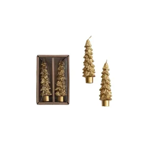 Creative Co-Op Gold Unscented Tree Taper Candles - 4 3/4in