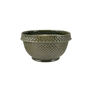Creative Co-Op Green Basketweave Bowl