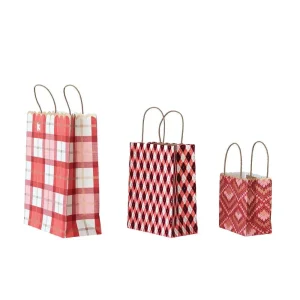 Creative Co-Op Handmade Printed Scalloped Paper Gift Bags