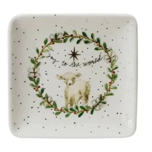 Creative Co-Op Joy To The World Square Dish