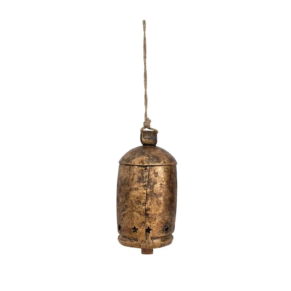 Creative Co-Op Large Metal Bell with Star Cut Outs