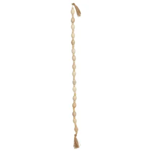 Creative Co-Op Mango Wood Bead Garland with Jute Tassels