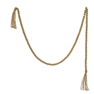 Creative Co-Op Natural Paulownia Wood Beads w/Tassels