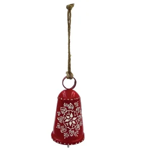 Creative Co-Op Red & White Hand Painted Bell