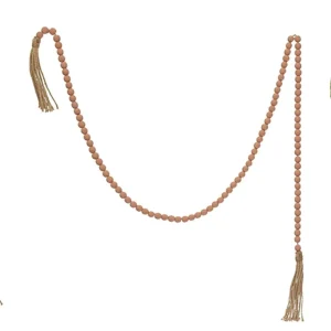 Creative Co-Op Terra Cotta Paulownia Wood Beads w/Tassles