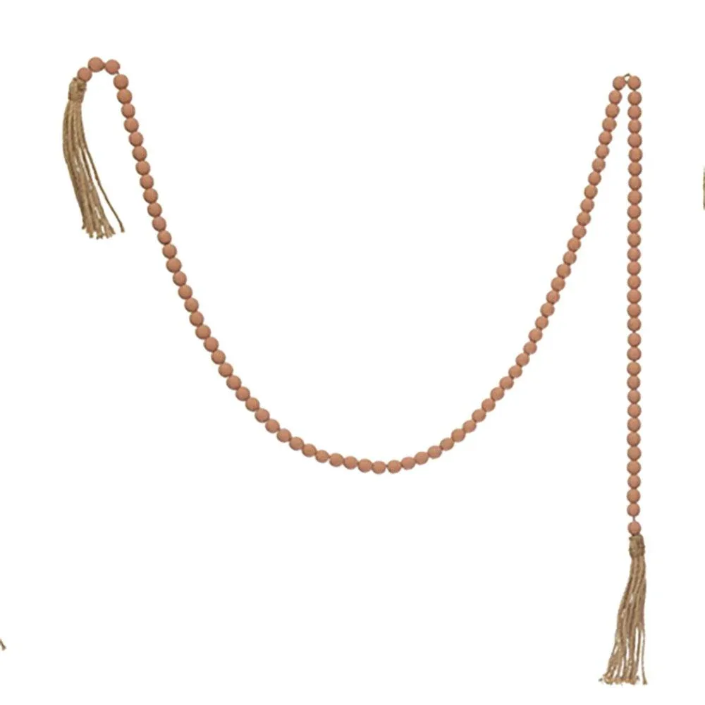 Creative Co-Op Terra Cotta Paulownia Wood Beads w/Tassles