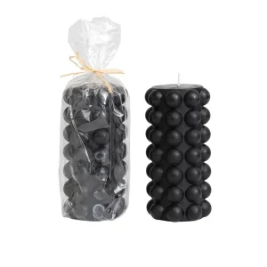 Creative Co-Op Unscented Black Hobnail Pillar Candle