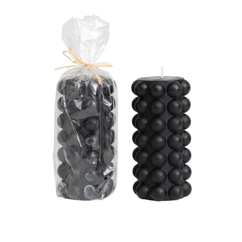 Creative Co-Op Unscented Black Hobnail Pillar Candle