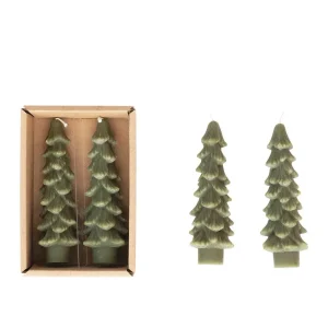 Creative Co-Op Unscented Green Tree Candles