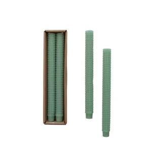 Creative Co-Op Unscented Hobnail Mint Taper Candle