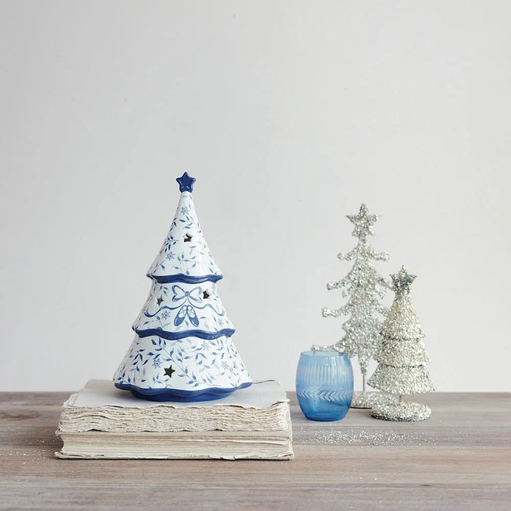 Creative Co-Op White and Blue LED Christmas Tree - Image 2