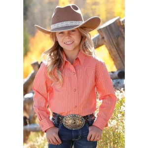 Cruel Denim Girl's Coral Stripe Button Shirt